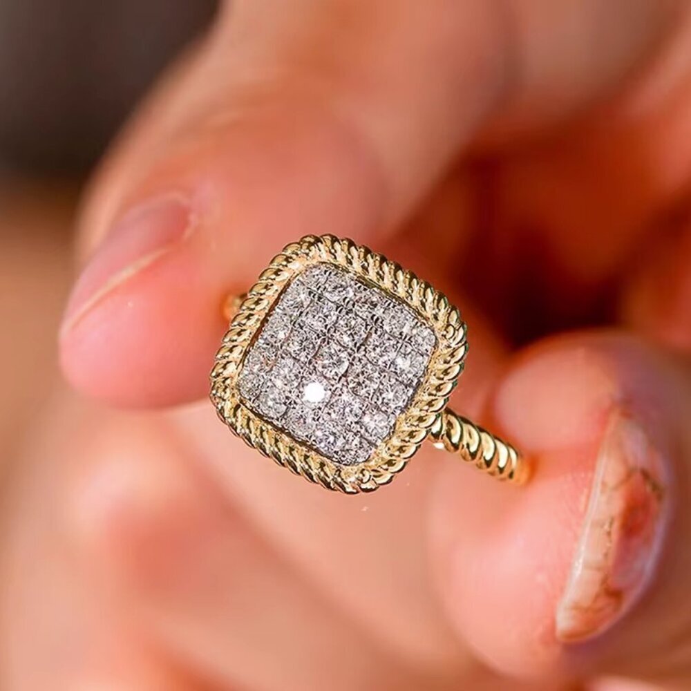 NEW 14k White & Yellow Gold Diamond Ring Gold Textured Two Tone Ring